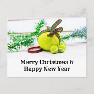 Tennis Christmas decoration with ball and ribbon Postcard