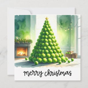 Tennis Christmas  Festive Ball Christmas tree Holiday Card