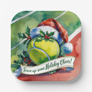 Tennis Christmas Festive ball Paper Plate
