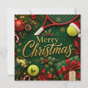 Tennis Christmas Festive Racquets Holiday Card
