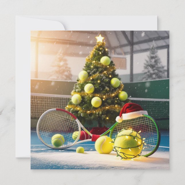 Tennis Christmas  Festive Racquets Holiday Card (Front)