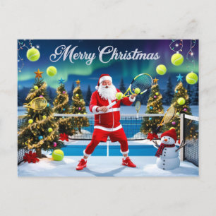 Tennis Christmas Festive Racquets Holiday Postcard