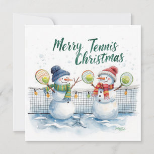 Tennis Christmas Festive Snowman Holiday Card