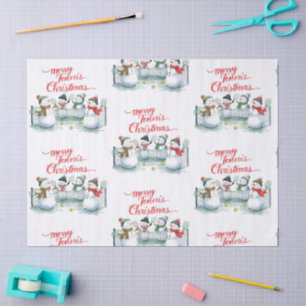 Tennis Christmas Festive Snowman Tissue Paper
