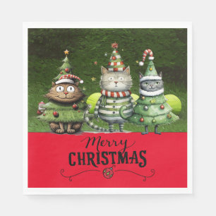 Tennis Christmas for Player who loves Cat Napkin