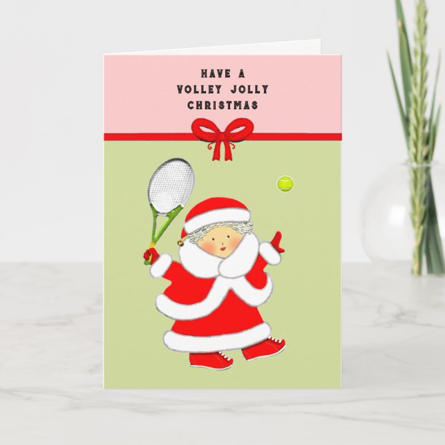Tennis Christmas Greeting Holiday Card (Front)
