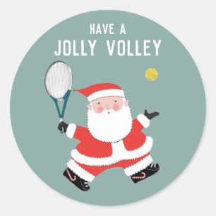 Tennis Christmas Holiday Classic Round Sticker