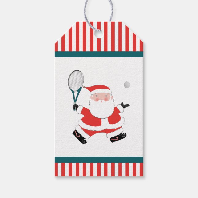 Tennis Christmas Holiday Gift Tags (Front)