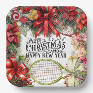 Tennis Christmas Holiday Paper Plate