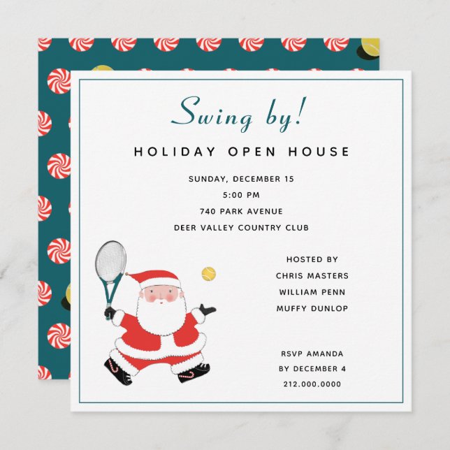 Tennis Christmas Holiday Party Invites (Front/Back)