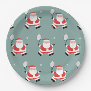 Tennis Christmas Holiday Party Paper Plate
