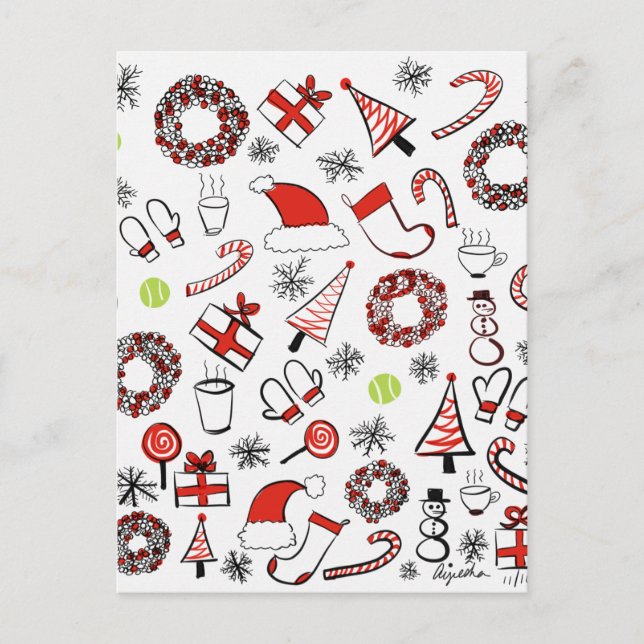 Tennis Christmas Holiday Postcard (Front)