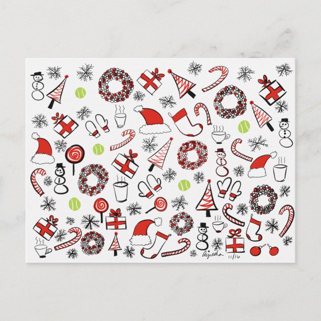 Tennis Christmas Holiday Postcard (Front)