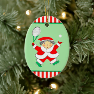 Tennis Christmas Keepsake Gift Ceramic Tree Decoration