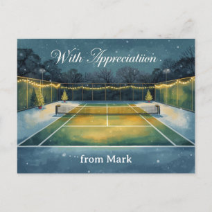 Tennis Christmas  on the court  With Appreciation Postcard
