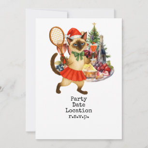 Tennis Christmas Party for Cat Lovers  Invitation