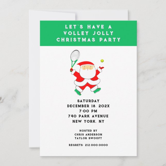 Tennis Christmas Party Invitations (Front)