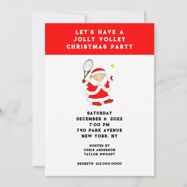 Tennis Christmas Party Invitations (Front)