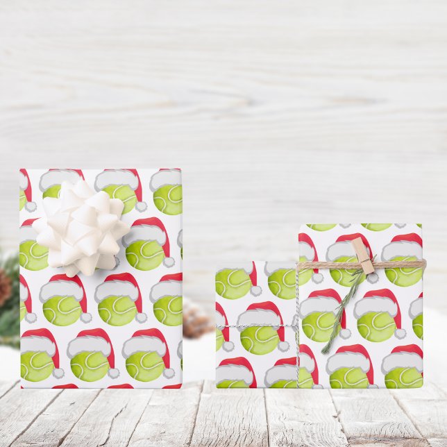 Tennis Christmas Santa Ball Wrapping Paper Sheet (Creator Uploaded)