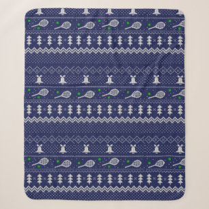 Tennis Christmas Sweater Knitted Pattern Blue  Sherpa Blanket