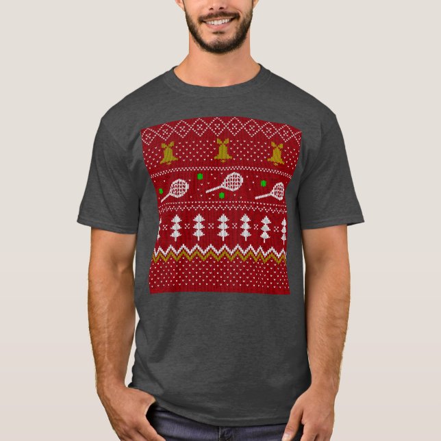 Tennis Christmas Sweater Knitted Pattern Red Xmas (Front)