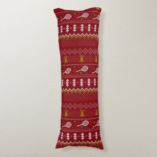 Tennis Christmas Sweater Knitted Pattern Red Xmas Body Cushion