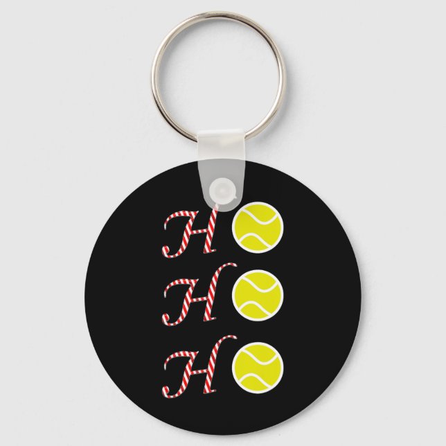 Tennis Christmas T Shirt -sports Ho Ho Ho Holiday  Key Ring (Front)