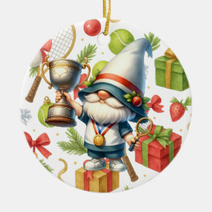 Tennis Christmas themed Ceramic Tree Decoration