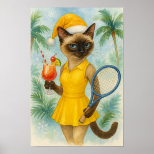 Tennis Christmas Themed dress for cat lovers Poster