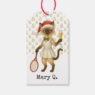 Tennis Christmas themed for Cat Lovers Gift Tags