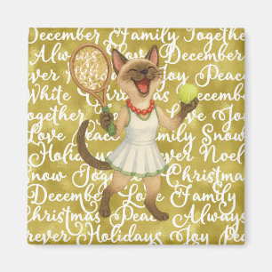 Tennis Christmas themed for Cat Lovers Magnet