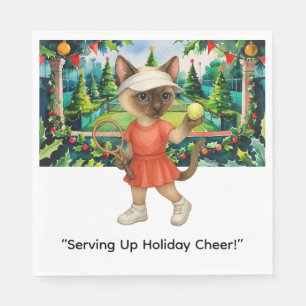 Tennis Christmas themed for Cat lovers Napkin