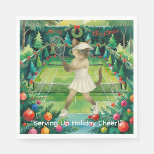 Tennis Christmas themed for Cat lovers Napkin