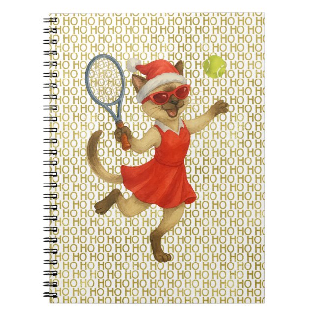 Tennis Christmas themed for Cat Lovers  Notebook (Front)