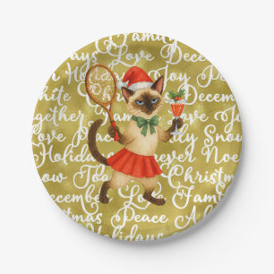 Tennis Christmas themed for Cat Lovers Paper Plate
