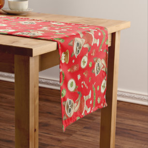 Tennis Christmas themed for Cat lovers Short Table Runner