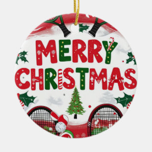 Tennis Christmas themed for Player Ceramic Tree Decoration