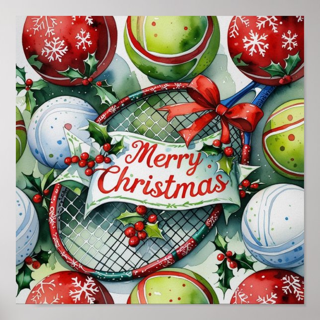 Tennis Christmas Themed for Player  Poster (Front)