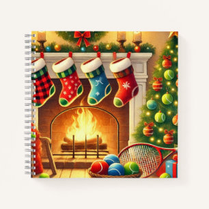 Tennis Christmas Themed with Ball  Xmas Stocking Notebook