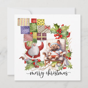 Tennis Christmas themed with Dog and Ball Holiday Card