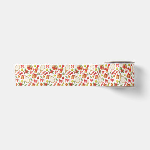 Tennis Christmas themed with gift racket and ball Satin Ribbon