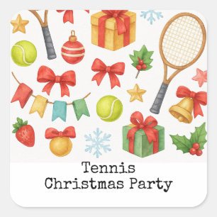 Tennis Christmas themed with gifts  Square Sticker