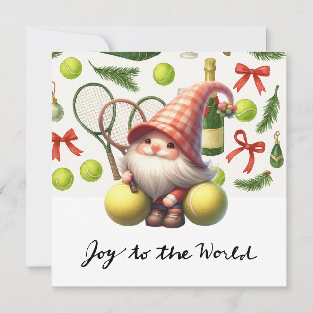 Tennis Christmas themed with Racket and ball Holiday Card (Front)