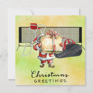 Tennis Christmas themed with Santa Claus Holiday Card