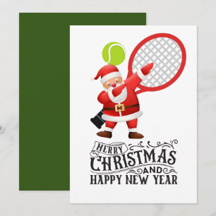 Tennis Christmas themed with Santa Claus Holiday Card