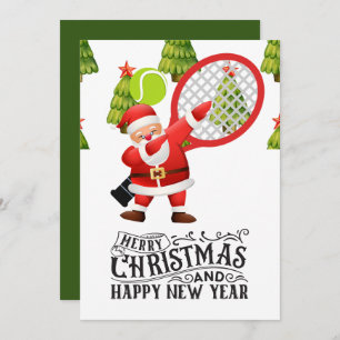 Tennis Christmas themed with Santa Claus Holiday Card