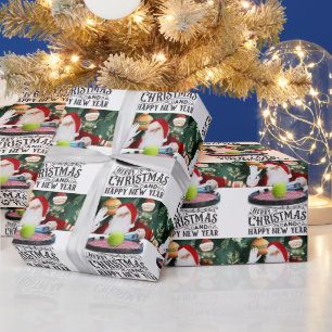 Tennis Christmas themed with Santa Claus Wrapping  Wrapping Paper