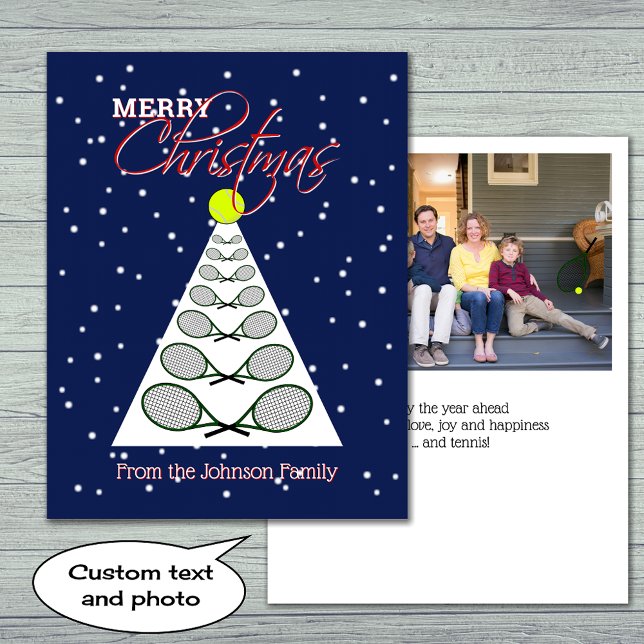 Tennis christmas tree and family photo holiday card (Creator Uploaded)