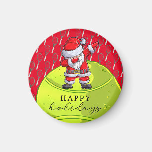 Tennis Christmas with Ball and Racket Santa Claus Magnet