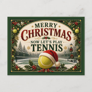 Tennis Christmas with ball santa hat  Postcard